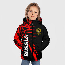 Куртка зимняя для мальчика Russia Герб Геометрия, цвет: 3D-красный — фото 2
