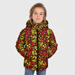 Куртка зимняя для мальчика Русский Орнамент - Хохломская Роспись, цвет: 3D-красный — фото 2