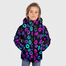 Куртка зимняя для мальчика Неоновые поцелуи, цвет: 3D-светло-серый — фото 2
