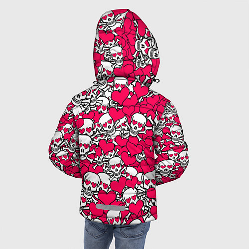 Зимняя куртка для мальчика Влюбленные черепа / 3D-Красный – фото 4