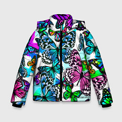 Куртка зимняя для мальчика Рой цветных бабочек, цвет: 3D-светло-серый