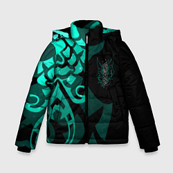 Куртка зимняя для мальчика МАСКА И ТАТУИРОВКА СЯО XIAO ГЕНШИН, цвет: 3D-черный