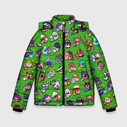 Куртка зимняя для мальчика Особые редкие значки Бравл Пины зеленый фон Brawl, цвет: 3D-красный