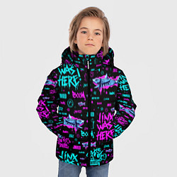 Куртка зимняя для мальчика ARCANE Jinx pattern neon Аркейн Джинкс паттерн нео, цвет: 3D-черный — фото 2