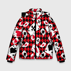 Куртка зимняя для мальчика Карты масти, цвет: 3D-черный