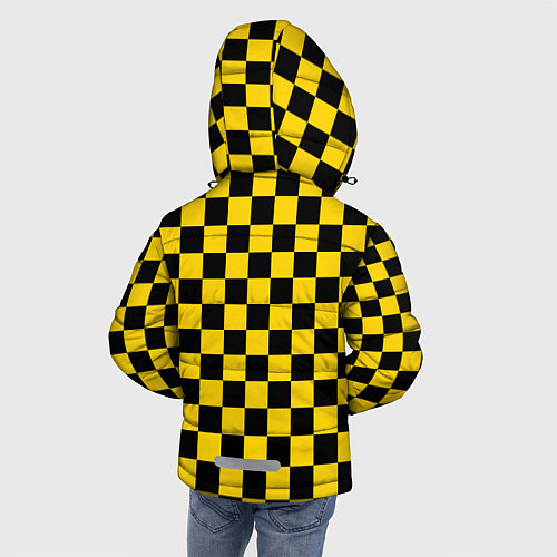 Зимняя куртка для мальчика Такси Шахматные Клетки / 3D-Светло-серый – фото 4
