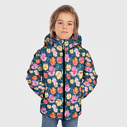 Куртка зимняя для мальчика Поле цветов, цвет: 3D-черный — фото 2