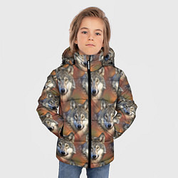 Куртка зимняя для мальчика Волки Wolfs паттерн, цвет: 3D-красный — фото 2