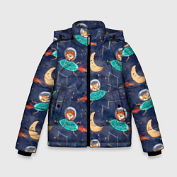 Зимняя куртка для мальчика Звери в космосе детский паттерн