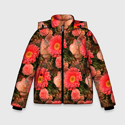 Куртка зимняя для мальчика Полевые цветочки дачные цветы, цвет: 3D-светло-серый