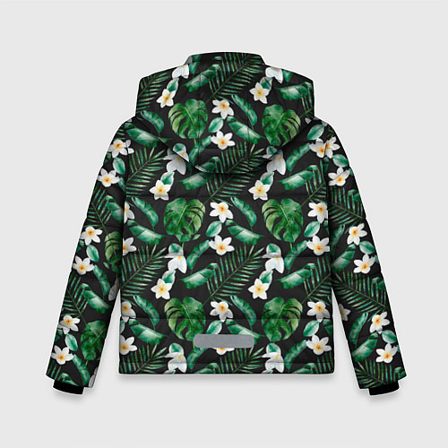 Зимняя куртка для мальчика Зеленые листочки паттерн / 3D-Черный – фото 2