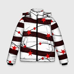 Куртка зимняя для мальчика Красные Звезды На Волнах, цвет: 3D-черный