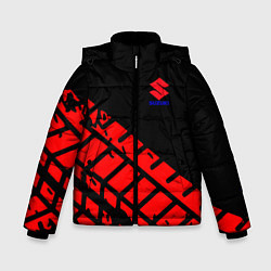 Куртка зимняя для мальчика SUZUKI следы шин, цвет: 3D-красный