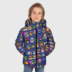 Куртка зимняя для мальчика Значки на скины Бравл Старс Brawl Синий градиент П, цвет: 3D-красный — фото 2