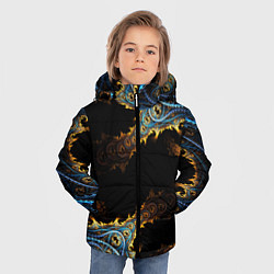 Куртка зимняя для мальчика Огненные фракталы 3d, цвет: 3D-светло-серый — фото 2