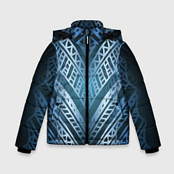 Куртка зимняя для мальчика Неоновый абстрактный узор Синий и голубой неон на, цвет: 3D-светло-серый