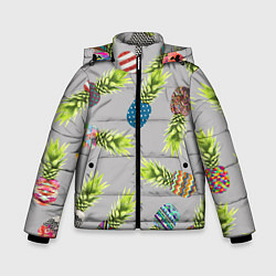 Куртка зимняя для мальчика Узорные ананасы, цвет: 3D-светло-серый