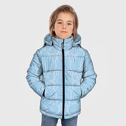 Куртка зимняя для мальчика Вязаный светлый узор, абстракция Нежный голубой цв, цвет: 3D-черный — фото 2