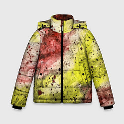 Куртка зимняя для мальчика Абстракция Гранж Желтый и бордовый, цвет: 3D-черный