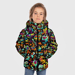 Куртка зимняя для мальчика Прикольный красочный паттерн, цвет: 3D-красный — фото 2