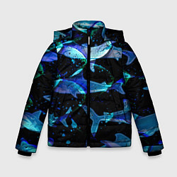 Куртка зимняя для мальчика На дне морском Акулы, цвет: 3D-светло-серый