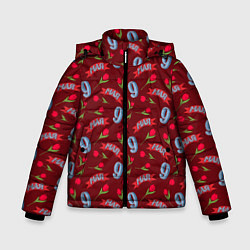 Куртка зимняя для мальчика 9 мая, красная лента и тюльпаны, цвет: 3D-красный