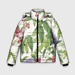 Куртка зимняя для мальчика Цветы Нежная Листва, цвет: 3D-светло-серый