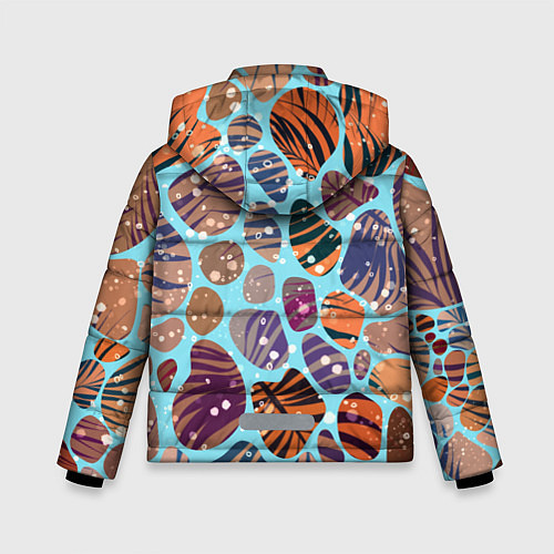 Зимняя куртка для мальчика Разноцветные камушки, цветной песок, пальмовые лис / 3D-Черный – фото 2