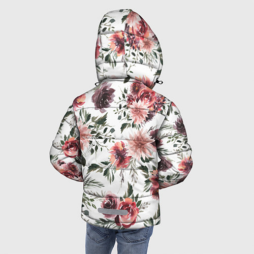 Зимняя куртка для мальчика Цветы Тёмно-Красные / 3D-Красный – фото 4