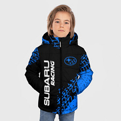 Куртка зимняя для мальчика СУБАРУ Racing Следы, цвет: 3D-черный — фото 2