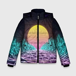 Зимняя куртка для мальчика Vaporwave Закат солнца в горах Neon