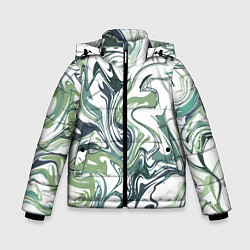 Куртка зимняя для мальчика Зеленый мрамор Абстрактный узор с прожилками и раз, цвет: 3D-светло-серый