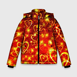 Куртка зимняя для мальчика СВЕТЯЩИЕСЯ СЕРДЕЧКИ, цвет: 3D-красный