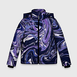Куртка зимняя для мальчика Фиолетовая магия Абстракция с мраморными разводами, цвет: 3D-черный