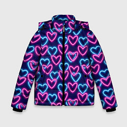 Куртка зимняя для мальчика Неоновые сердца, паттерн, цвет: 3D-светло-серый