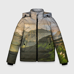 Куртка зимняя для мальчика Горы, лес, небо, цвет: 3D-черный