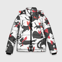 Куртка зимняя для мальчика Котики - арт, цвет: 3D-светло-серый