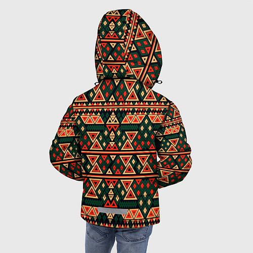 Зимняя куртка для мальчика Узор геометрия треугольная / 3D-Красный – фото 4
