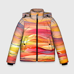 Куртка зимняя для мальчика Закатное солнце, цвет: 3D-черный