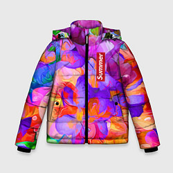 Куртка зимняя для мальчика Красочный цветочный паттерн Лето Colorful Floral P, цвет: 3D-светло-серый