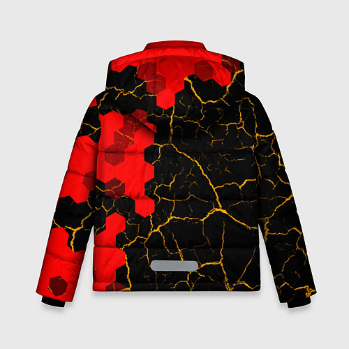 Зимняя куртка для мальчика Лого BTS на темном фоне с сотами / 3D-Черный – фото 2
