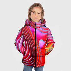 Куртка зимняя для мальчика Разноцветные неоновые полосы Волна Multicolored ne, цвет: 3D-черный — фото 2