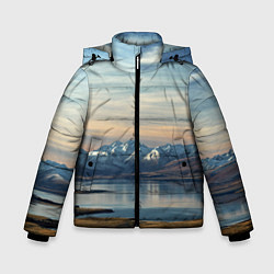 Куртка зимняя для мальчика Горы озеро природа, цвет: 3D-красный