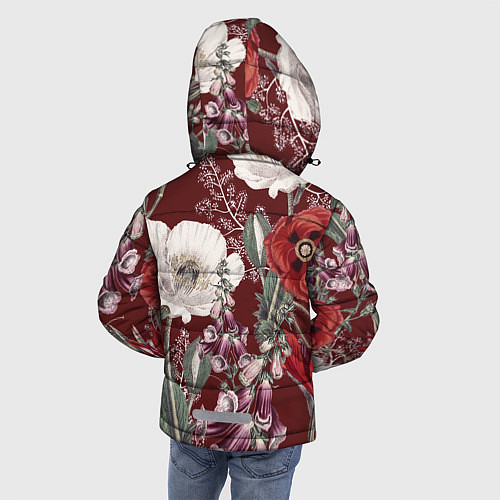Зимняя куртка для мальчика Цветы Красного Мака / 3D-Красный – фото 4