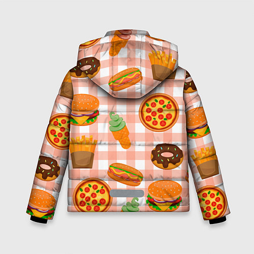 Зимняя куртка для мальчика PIZZA DONUT BURGER FRIES ICE CREAM pattern / 3D-Светло-серый – фото 2