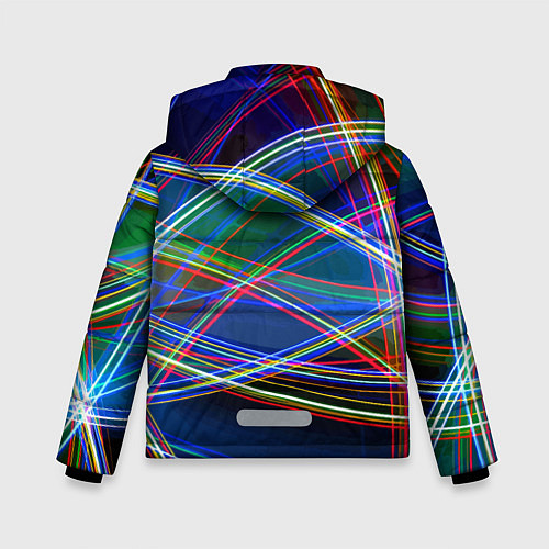 Зимняя куртка для мальчика Разноцветные неоновые линии Абстракция Multicolore / 3D-Красный – фото 2