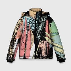 Куртка зимняя для мальчика Абстрактные мазки цветной краской abstraction, цвет: 3D-черный
