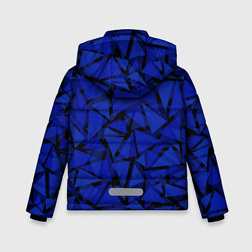 Зимняя куртка для мальчика Синие треугольники-геометрический узор / 3D-Черный – фото 2