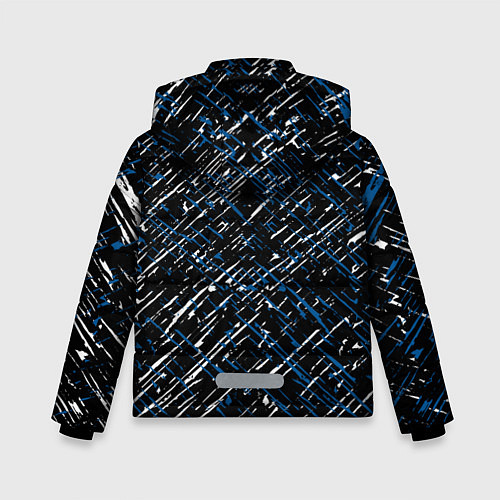 Зимняя куртка для мальчика Псж синие белые чёрточки / 3D-Черный – фото 2