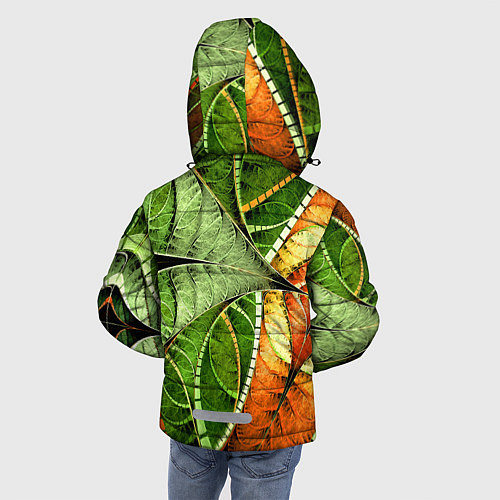 Зимняя куртка для мальчика Растительный абстрактный фрактальный паттерн Veget / 3D-Красный – фото 4